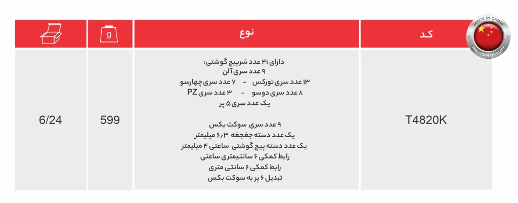 ست پیچ گوشتی معمولی و ساعتی و بکس 55 عددی