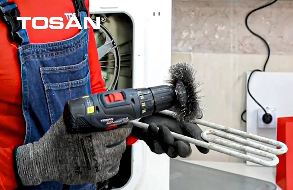 راهنمای گام به گام رسوب زدایی المنت ماشین لباسشویی با ست پیچ گوشتی 53 عددی توسن